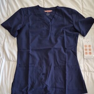 Navy Blue Women's V-Neck Top